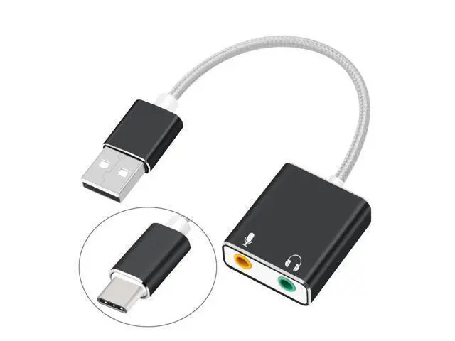 Alt view image 6 of 10 - USB Sound Card Type C / USB to 3.5mm Jack USB Audio Adapter Earphone Micphone for Macbook Computer Laptop PC