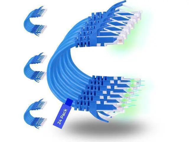 Alt view image 7 of 12 - Patch Cables Cat6 1ft (24 Pack), Ethernet Patch Cable 10G, Cat 6 Patch Cable for Patch Panel to Switch, Flexiable Cat 6 Ethernet Cable with Gold Plated Black 1 ft. Blue