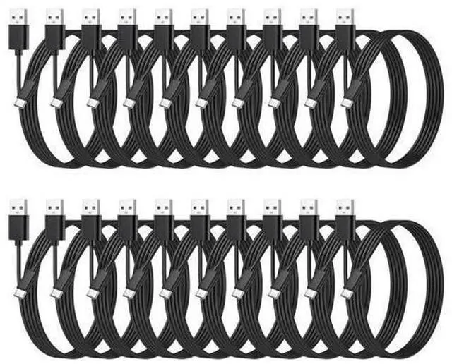 Alt view image 8 of 14 - 20-Pack Bulk USB C Charger Cable - Multipack Type-C Charging Cords USB 2.0 for Phones and Tablets 3.3ft Black