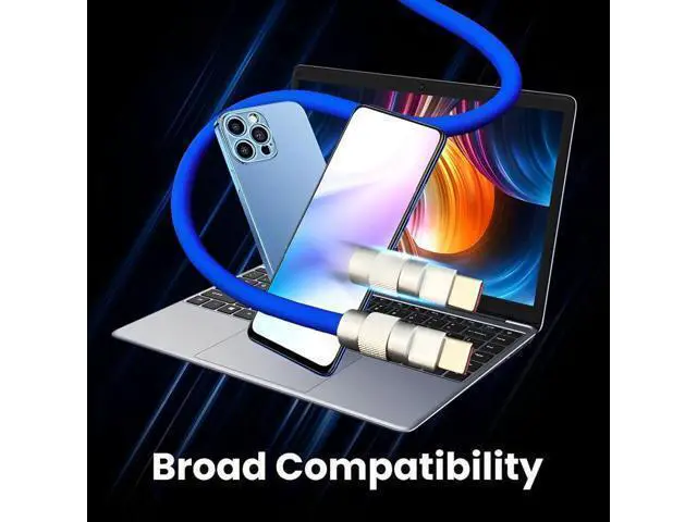 Alt view image 9 of 10 - GentsStride Chubby 3.0 Extra Long Fast Charging Cable Durable USB Type-C Cables USB C to A Quick Charger Cord Ultra-Thick Silicone Charger, Sky Blue, Type-C to Type-C, 19.6 FT
