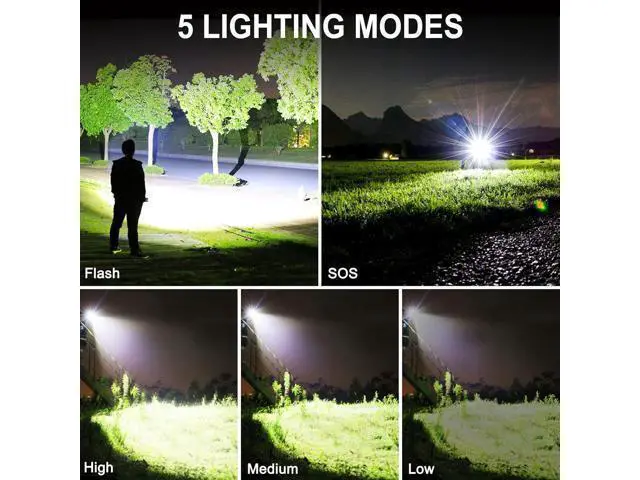Alt view image 3 of 7 - Rechargeable 990000 High Lumens LED Flashlights, XHP90.2 Super Bright Flashlight with Zoomable & 5 Modes & IPX7 Waterproof for Camping