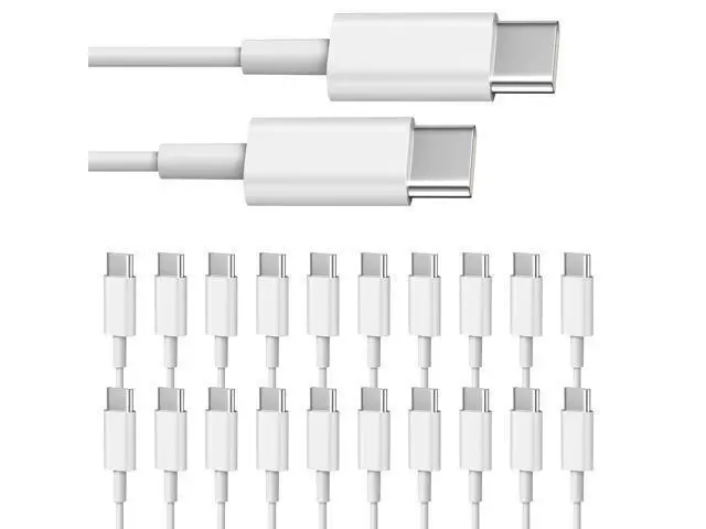 Alt view image 5 of 8 - USB C to USB C Cable 20-Pack Bulk 3ft Type C Charging and Data Cord Multipack White