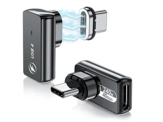 Alt view image 6 of 10 - DuHeSin USB C Magnetic Adapter 240w, (2 Pack) 90 Degree Magnetic USB C Adapter 24 Pin with PD Fast Charging USB4 40Gbps 8K 60Hz for Thunderbolt 3/4, MacBook Pro/Air and More Type C Devices