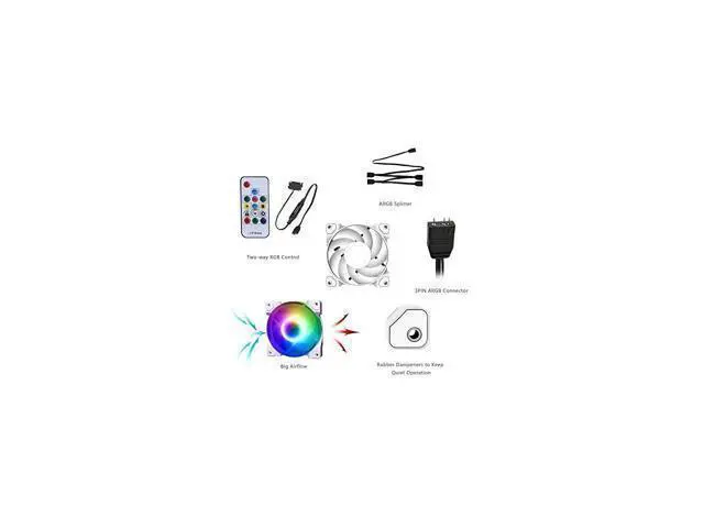 Alt view image 10 of 14 - ID-COOLING DF-12025-ARGB Trio Snow Case Fan CPU Cooling Fan Addressable RGB Case Fan 5V ARGB MB Aura Sync PWM Fan for CPU Cooler/Radiator/PC Chassis