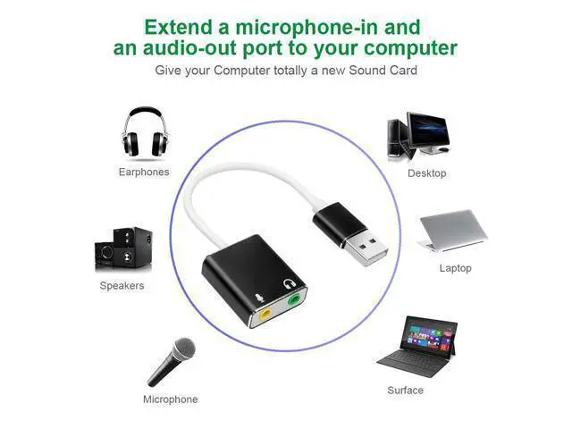 Alt view image 9 of 10 - USB Sound Card Type C / USB to 3.5mm Jack USB Audio Adapter Earphone Micphone for Macbook Computer Laptop PC