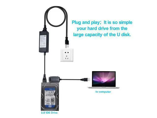 Alt view image 8 of 10 - SATA PATA IDE Drive to USB 2.0 Adapter Converter Cable for Hard Drive Disk HDD 2.5" 3.5" with External AC Power Adapter