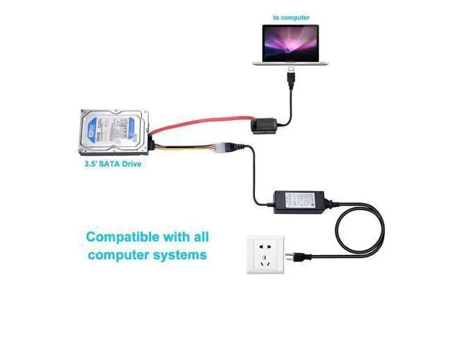 Alt view image 9 of 10 - SATA PATA IDE Drive to USB 2.0 Adapter Converter Cable for Hard Drive Disk HDD 2.5" 3.5" with External AC Power Adapter
