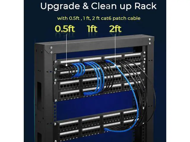Alt view image 10 of 12 - Patch Cables Cat6 1ft (24 Pack), Ethernet Patch Cable 10G, Cat 6 Patch Cable for Patch Panel to Switch, Flexiable Cat 6 Ethernet Cable with Gold Plated Black 1 ft. Blue