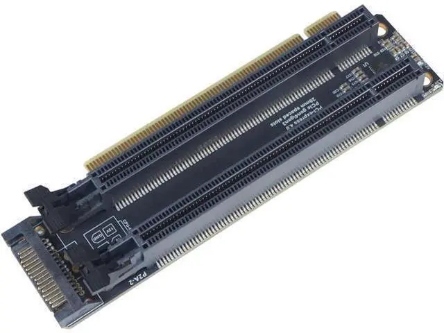 Alt view image 8 of 10 - PCI-E 4.0 x16 1 to 2 Expansion Card Gen4 Split Card PCIe-Bifurcation x16 to x8x8 with 20mm Spaced Slots CPU4P Power Supply Port (SATA)