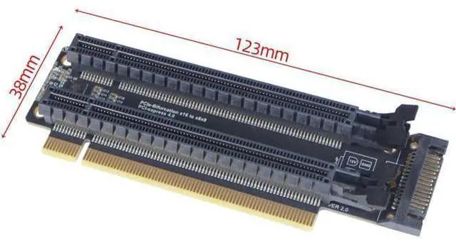 Alt view image 10 of 10 - PCI-E 4.0 x16 1 to 2 Expansion Card Gen4 Split Card PCIe-Bifurcation x16 to x8x8 with 20mm Spaced Slots CPU4P Power Supply Port (SATA)
