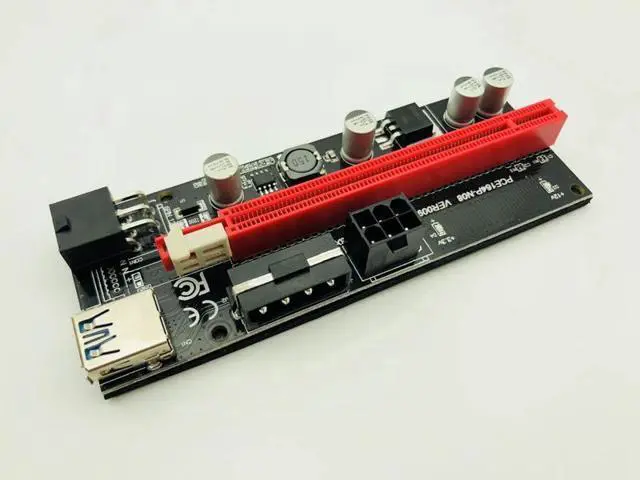 Alt view image 9 of 10 - PCI Express PCIE PCI-E 009S Molex 6pin Power Supply Adapter SATA to USB 3.0 Cable 1x to 16X Riser Card for Miner Mining