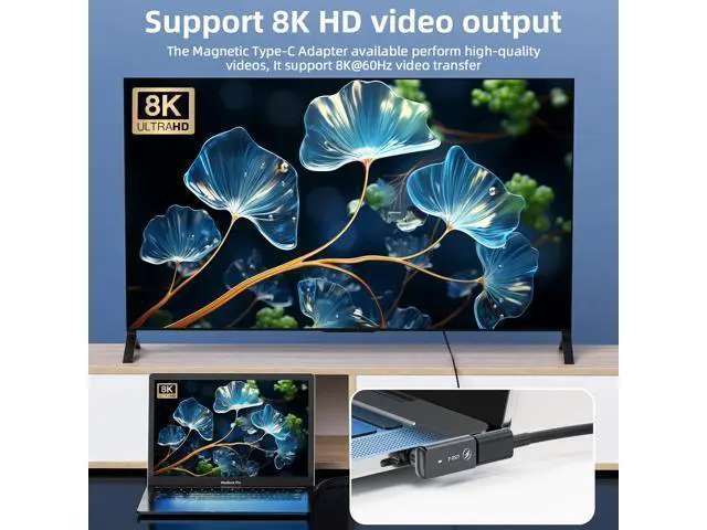 Alt view image 10 of 10 - DuHeSin USB C Magnetic Adapter 240w, (2 Pack) 90 Degree Magnetic USB C Adapter 24 Pin with PD Fast Charging USB4 40Gbps 8K 60Hz for Thunderbolt 3/4, MacBook Pro/Air and More Type C Devices