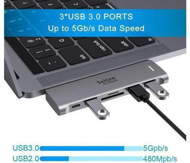 Alt view image 10 of 14 - USB C Adapter for MacBook Pro/MacBook Air M1 M2 M3 2021 2020 2019 13" 15" 16", 6 in 1 USB-C Hub MacBook Pro Accessories with 3 USB 3.0 Ports,USB C to SD/TF Card Reader and 100W Thunderbolt 3 PD Port