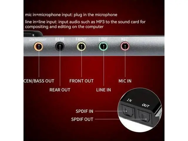 Alt view image 7 of 10 - External USB Sound Card AC-3 DTS Headphone Adapter 7.1 5.1 Channel Soundcard Optical Adapter for Notebook Aluminium Sound Card