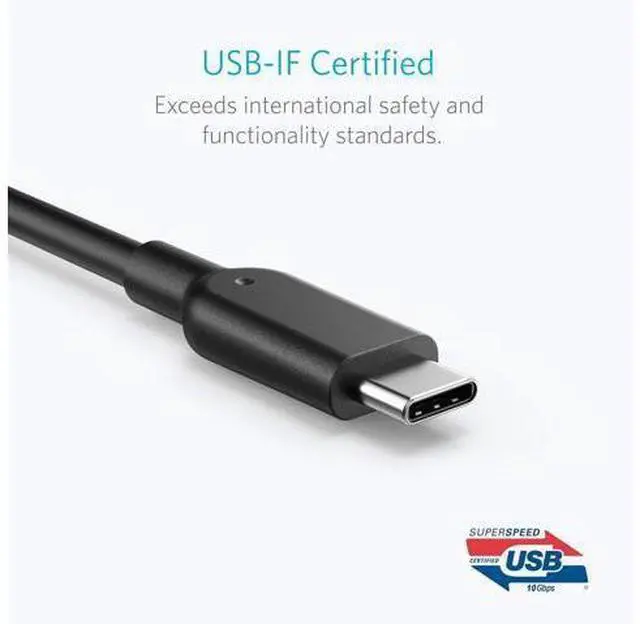 Alt view image 11 of 14 - Powerline II USB A to USB C Cable (3 feet (3.1 Gen 2) 10000 Mbps Black)