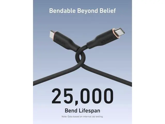 Alt view image 11 of 12 - USB C Cable Type C Flow Cord Fast Charging for iPhone 17 Series MacBook Pro 2020 and More (USB 2.0) (240W Black 6FT)
