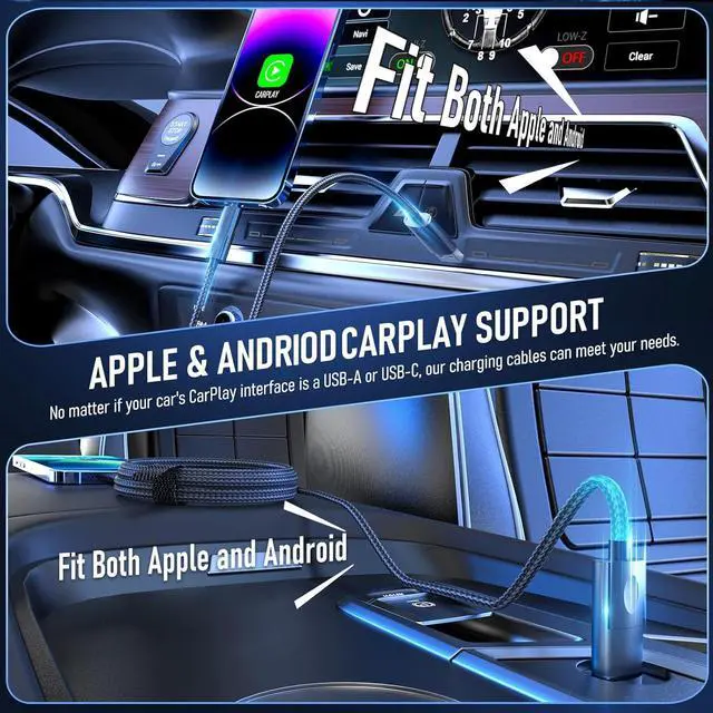 Alt view image 13 of 14 - 4 in 1 Charging Cable 240W USB to USB C Cable 10 ft 2 Pack Fast Charging Multi Charger Cord with Type C/USB A/L Port for iPhone 16/15 /14 Series MacBook iPad Pixel Switch PS5 Tablet and More