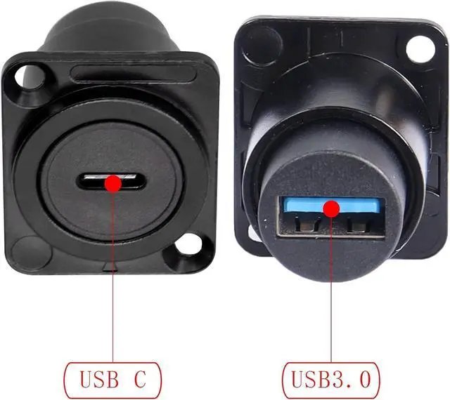 Alt view image 2 of 7 - D-Type Panel Mount Coupler USB C to USB A Female Panel Fixed Pass Through Module Converter USB 3.0 to Type C Data Transmission Adapter for Audio Video Network Industrial Equipment