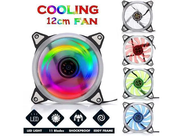 Alt view image 7 of 10 - 120mm Cooling Fan PC Computer Fan Quad 4 LED Light PC Computer Case Cooling Fan Mod Quiet Molex Connector Easy Installed Fan 12V