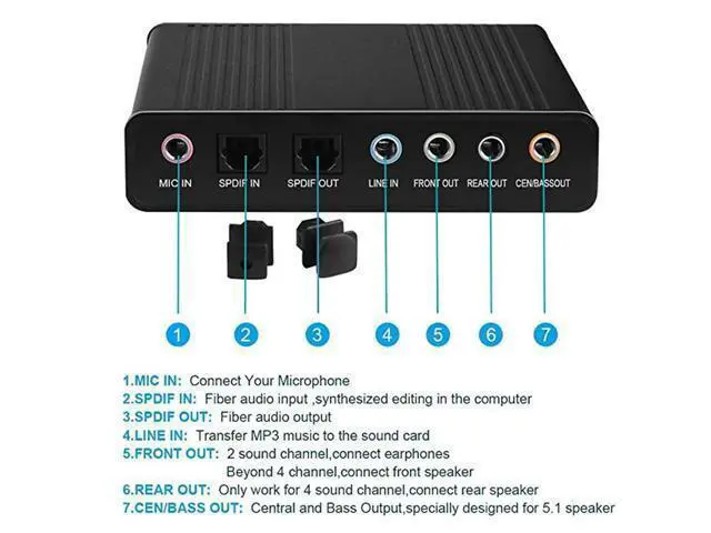 Alt view image 10 of 10 - 6 Channel External Sound Card USB 2.0 External 5.1 Surround Sound Optical S/PDIF Audio Sound Card Adapter For PC Laptop