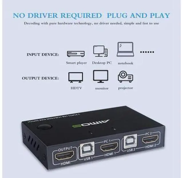 Alt view image 9 of 10 - KVM Switch Sharing Keyboard Mouse Printer 4K KVM Switch Box Video Display Switcher Splitter