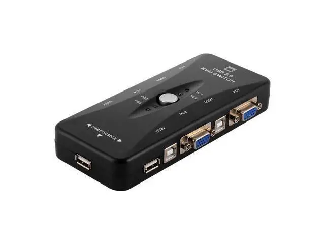 Alt view image 7 of 10 - KVM VGA Switcher 4 Ports 2.0 KVM Switch Box Adapter One-Button Swapping For Computer, Keyboard, Mouse, Scanner, Printer