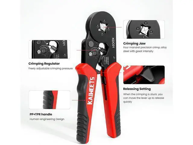Alt view image 9 of 12 - Ferrule Crimping Tool Kit, AWG 23-7 Self-adjustable Wire Ferrule Crimper Plier Set with 1200pcs Wire Terminals Crimping Connectors Wire Ends Ferrules