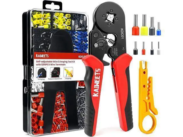 Alt view image 7 of 12 - Ferrule Crimping Tool Kit, AWG 23-7 Self-adjustable Wire Ferrule Crimper Plier Set with 1200pcs Wire Terminals Crimping Connectors Wire Ends Ferrules