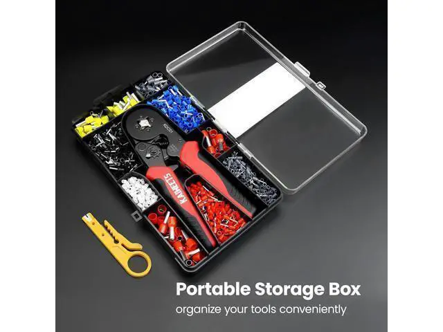 Alt view image 11 of 12 - Ferrule Crimping Tool Kit, AWG 23-7 Self-adjustable Wire Ferrule Crimper Plier Set with 1200pcs Wire Terminals Crimping Connectors Wire Ends Ferrules