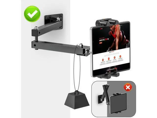 Alt view image 10 of 14 - Foldable Tablet Wall Mount, Sturdy Metal Base, 360° Rotation Tablet Holder Stand with 2-Stage Extendable Arm, Kitchen Wall Mount Bracket Holder for All 4.7-12.9 Inch Tablets