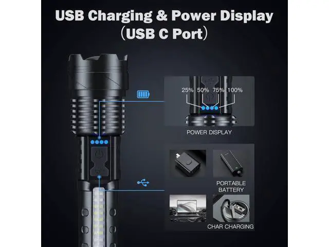 Alt view image 13 of 14 - Cinlinso Flashlight High Lumens Rechargeable 2 Pack, 980000 Lumen Super Bright Led Flashlights with 7 Light Modes, IPX6 Waterproof, Powerful Handheld Flash Light for Camping Home Emergencies