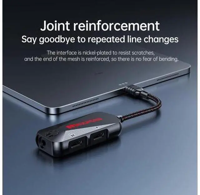 Alt view image 9 of 10 - 60W Adapter 3-in-1 Plextone GS1 Type-C Charger to 3.5mm@TYPE-C Headphone Music Jack Earphones Hi-Res PD Fast Charge Adapter