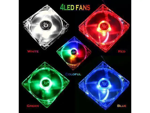 Alt view image 10 of 10 - 120mm Cooling Fan PC Computer Fan Quad 4 LED Light PC Computer Case Cooling Fan Mod Quiet Molex Connector Easy Installed Fan 12V
