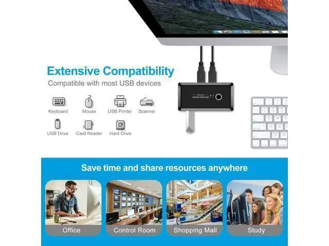 Alt view image 14 of 14 - Stock KVM Switch USB 3.0 Selector Switch 2 PCs Share 4 USB 2.0 Devices For Keyboard And Mouse Scanner Prter Kvm Switch Hub