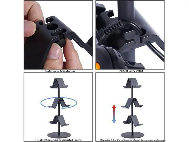 Alt view image 12 of 12 - KELJUN Controller Stand 3 Tier,Headphone Holder, Multi Adjustable Game Controller Headset Hanger for All Universal Gaming PC Accessories, Xbox PS4 PS5 Nintendo Switch(Smart Black)