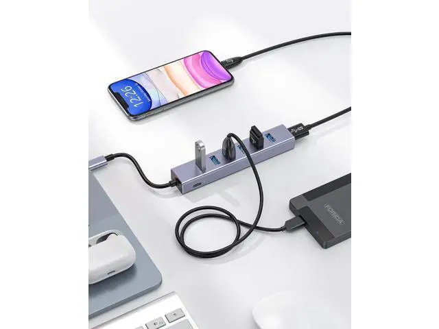 Alt view image 7 of 7 - USB C to USB Hub, 8 Ports USB 3.0 Adapter with 7 USB 3.0 Data Ports,USB C Splitter with USB C 5V/3a Extra Power, 7.9IN/20CM Main Cable USB HUB, USB Extension for Laptop and PC