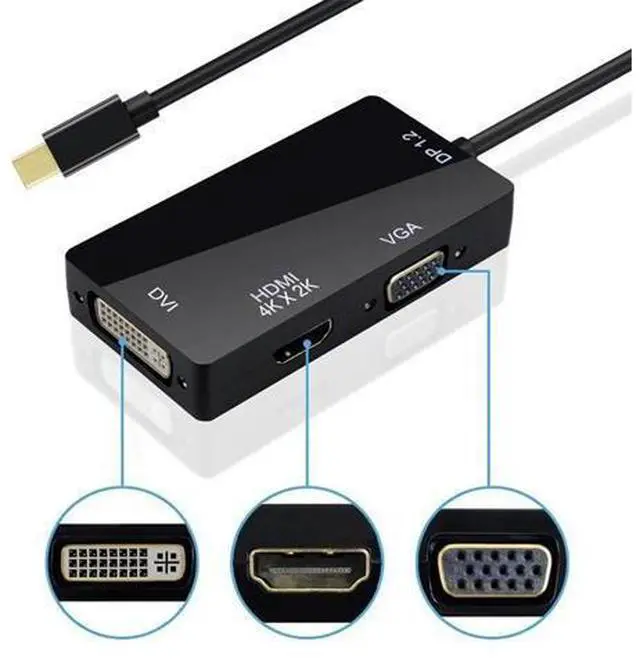 Alt view image 8 of 10 - 3 in 1 Thunderbolt 4K Mini Display Port Dock Converter MINI DP Male To HDMI DVI VGA Female Adapter Converter Hub