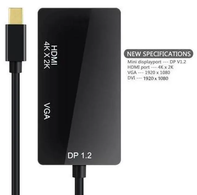 Alt view image 9 of 10 - 3 in 1 Thunderbolt 4K Mini Display Port Dock Converter MINI DP Male To HDMI DVI VGA Female Adapter Converter Hub