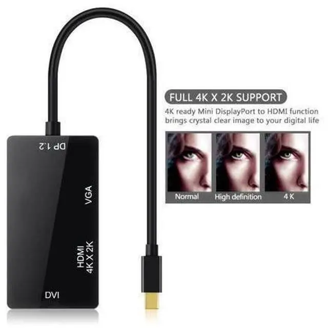 Alt view image 10 of 10 - 3 in 1 Thunderbolt 4K Mini Display Port Dock Converter MINI DP Male To HDMI DVI VGA Female Adapter Converter Hub