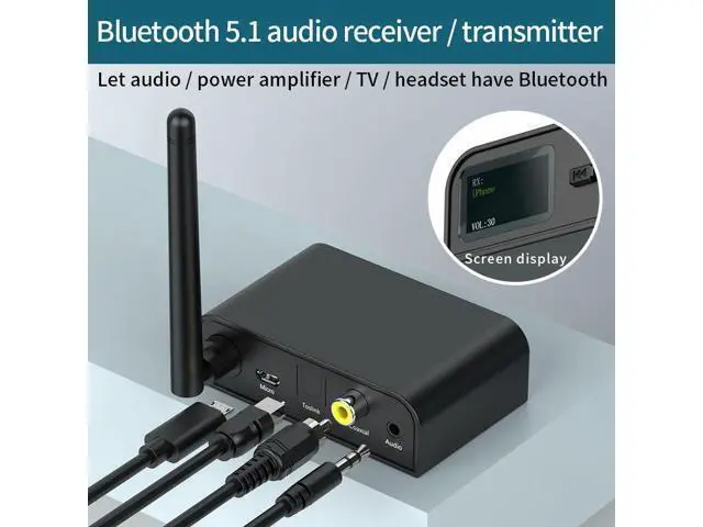 Alt view image 6 of 10 - Bluetooth 5.1 Audio Transmitter Receiver LCD Display SPDIF 3.5mm AUX RCA Coaxial Stereo Wireless Adapter PC TV Headphones BT07