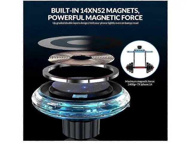 Alt view image 9 of 10 - Ecocleanpath Upgraded Wireless Magnetic Car Charger for iPhone 15/14/13/12 Series, Auto-Alignment & 10W Fast Charging (Black)