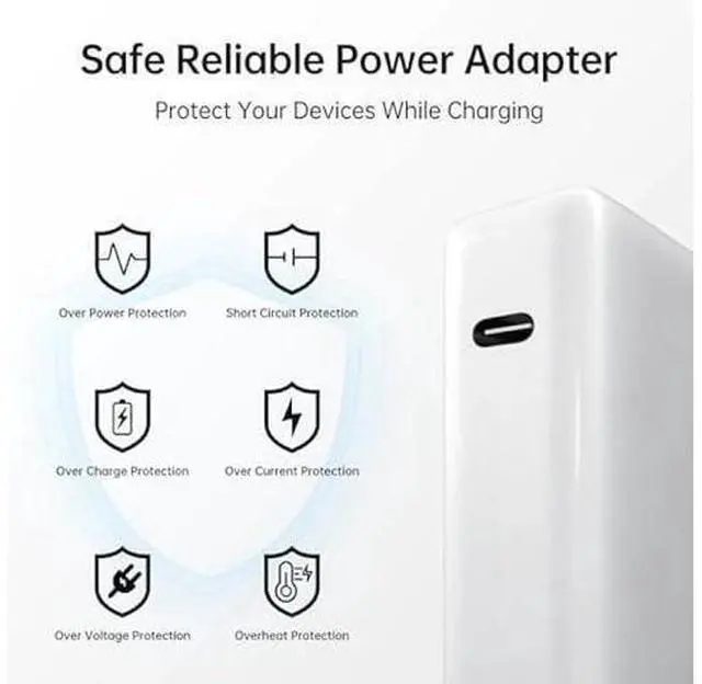 Alt view image 9 of 12 - 96W USB-C Fast Charger-Premium MacBook Charger Compatible with MacBook Air, MacBook Pro, iPad, Chromebook, Dell Inspiron 15, and All USB C Charger Devices, Includes 5.9ft Cable for Home & Office Use