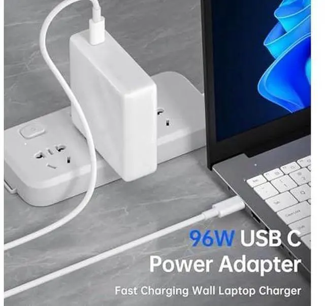 Alt view image 10 of 12 - 96W USB-C Fast Charger-Premium MacBook Charger Compatible with MacBook Air, MacBook Pro, iPad, Chromebook, Dell Inspiron 15, and All USB C Charger Devices, Includes 5.9ft Cable for Home & Office Use