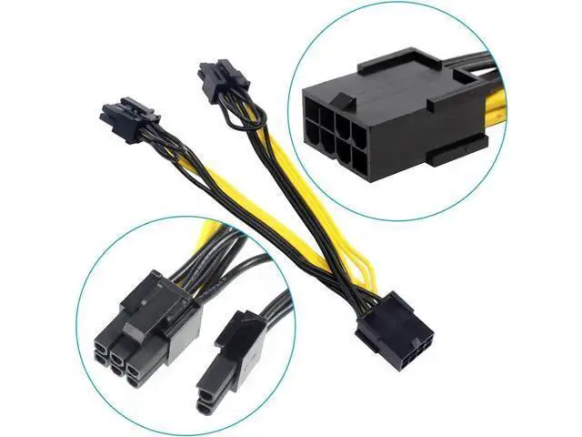 Alt view image 12 of 12 - BGNing 8pin to Dual PCIe 8 Pin (6+2) Graphics Card PCI-E Cable 8p Female to 2 Port Male Power Splitter Cable GPU 18AWG Wire