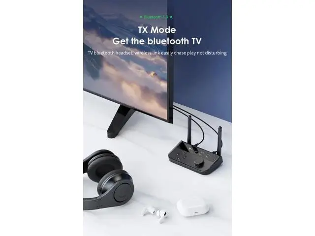 Alt view image 3 of 6 - 2 in 1 5.3 Audio Receiver Transmitter 3.5mm Aux Jack RCA Stereo Music Wireless Adapter Dongle for TV Car PC Headphones