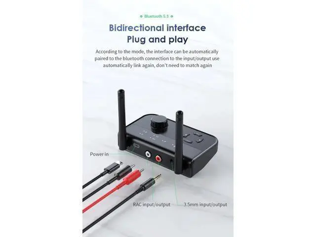 Alt view image 5 of 6 - 2 in 1 5.3 Audio Receiver Transmitter 3.5mm Aux Jack RCA Stereo Music Wireless Adapter Dongle for TV Car PC Headphones
