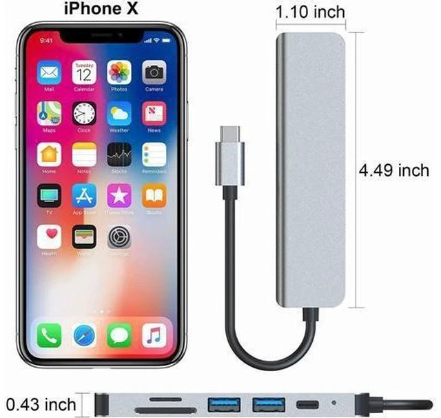 Alt view image 13 of 14 - 6 Ports USB C Hub Adapter, USB C Docking Station with HDMI 4k, USB 3.0, 87W Power Delivery, SD/TF Card Slots, for MacBook Series