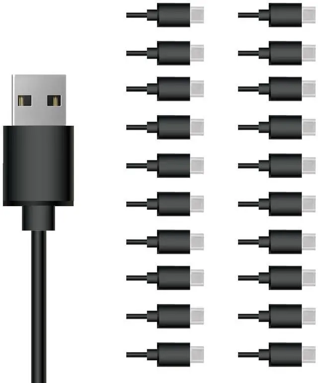 Alt view image 7 of 12 - USB C Cable 20 Pack 3FT USB 2.0 Cables Bulk Type C Charging Cords Black