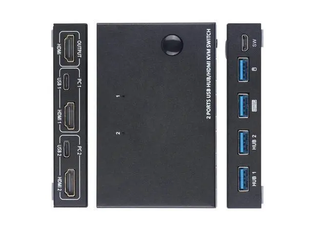 Alt view image 10 of 14 - For KVM Switch USB 2.0 Switch Selector 2 Port PCs Sharing 4 Devices USB 2.0 For Keyboard Mouse Scanner Printer Kvm Switch Hub