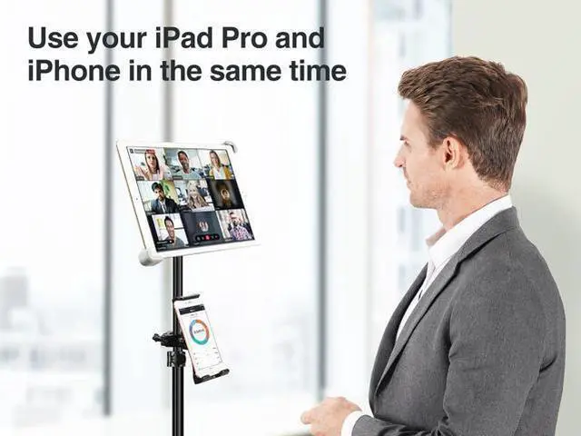 Alt view image 12 of 14 - iPad Tripod Stand 65-inch Height Adjustable iPad Stand Holder & iPad Floor Stand with 360° Rotating iPad Tripod Mount for iPad iPad Air iPad Pro 12.9 11 and All 4-14.5 Inch Tablets